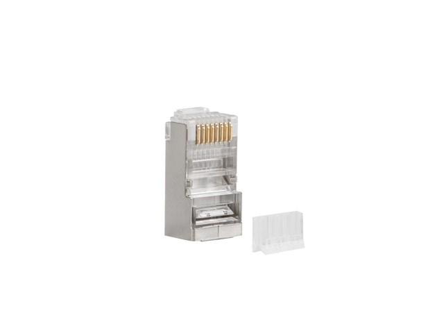 RJ45 netværksstik Cat6 – Lanberg, skærmet, rustfrit stål, transparent (100 stk.) billede