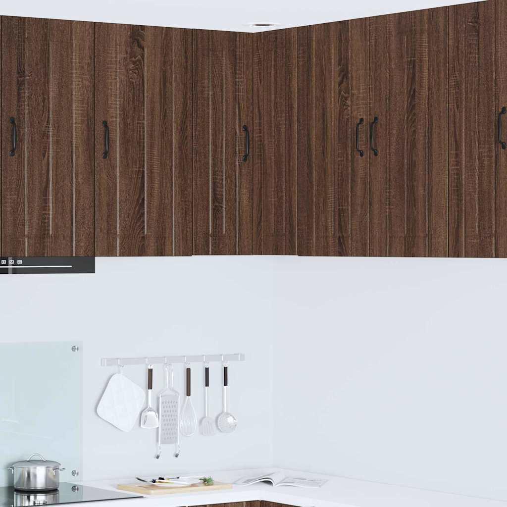 Væg hjørneskab LUCCA - brunt eg, 57 × 57 × 80 cm, konstrueret træ