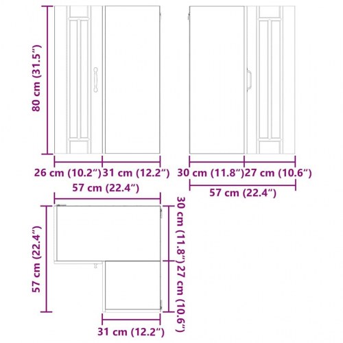 Vægskab til køkken Røget eg 57 x 57 x 80 cm Konstrueret træ