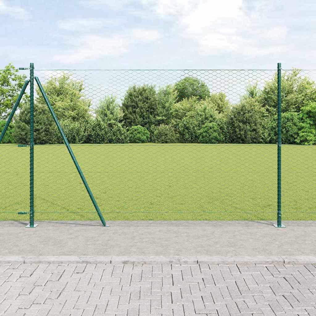 Hegn med stolper Grøn 1.4 x 25 m PVC-belagte stål