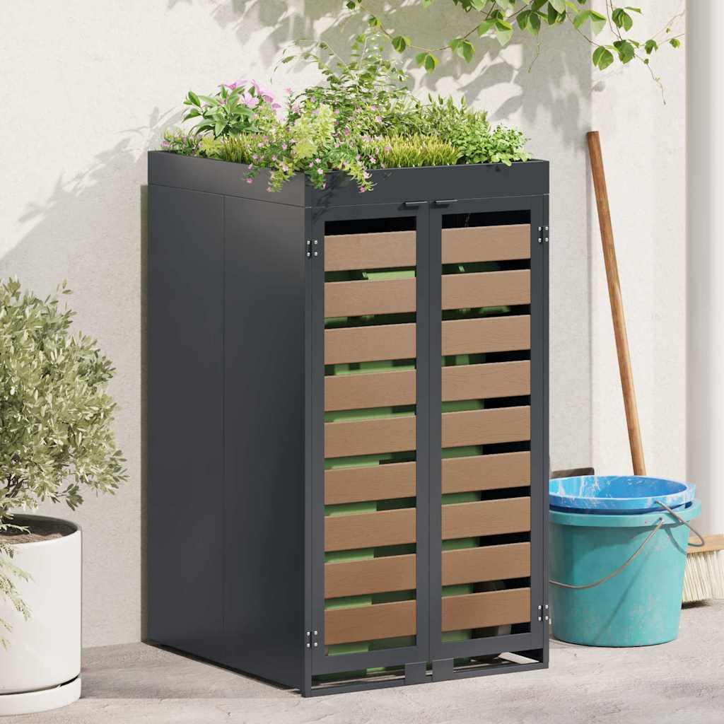 Affaldsspand opbevaring med plante-tag til 240L spand Antracit