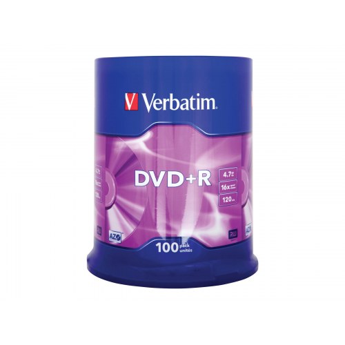 DVD+R medier 4,7 GB 16x – Verbatim, 100‑pak spindel