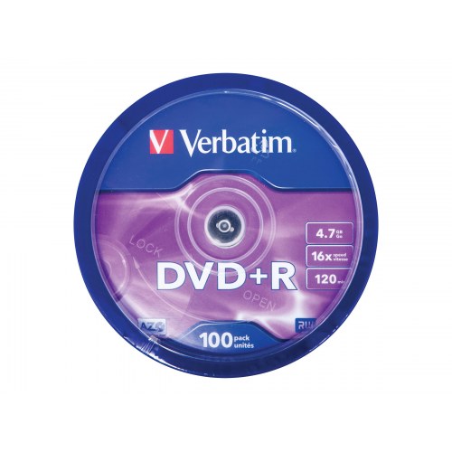 DVD+R medier 4,7 GB 16x – Verbatim, 100‑pak spindel