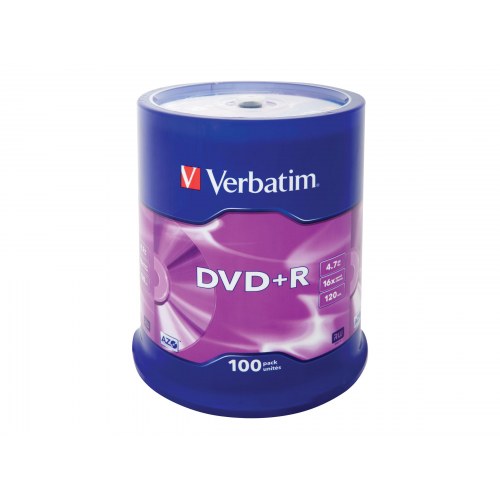 DVD+R medier 4,7 GB 16x – Verbatim, 100‑pak spindel