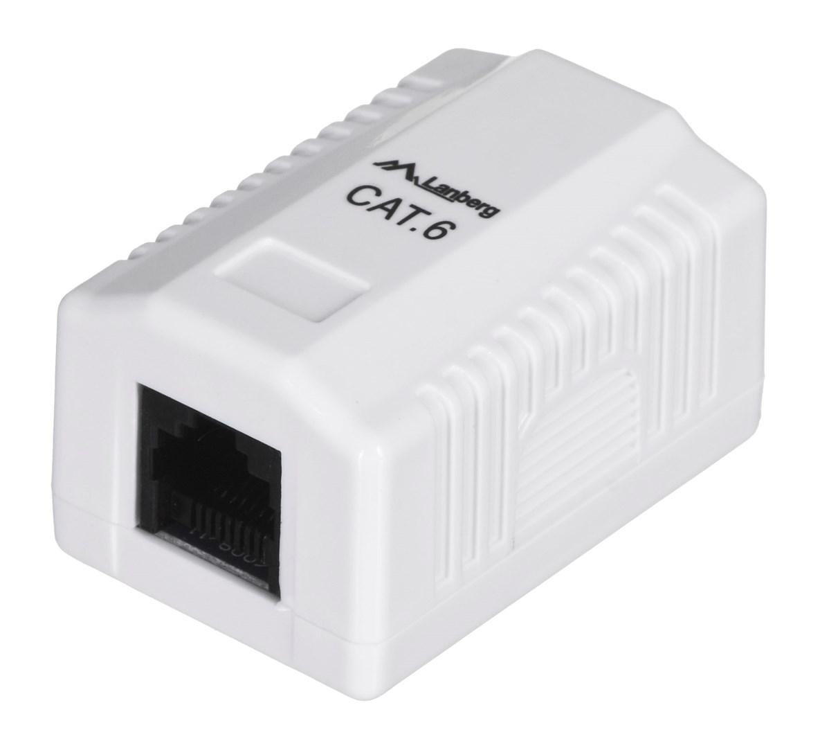 Overflademonteret netværksudtag Cat.6 – Lanberg, 1×RJ45, hvid billede