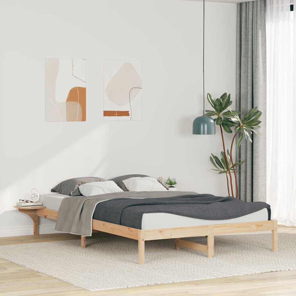 Sengestel med sideborde - naturfarvet platform 160 x 210 cm