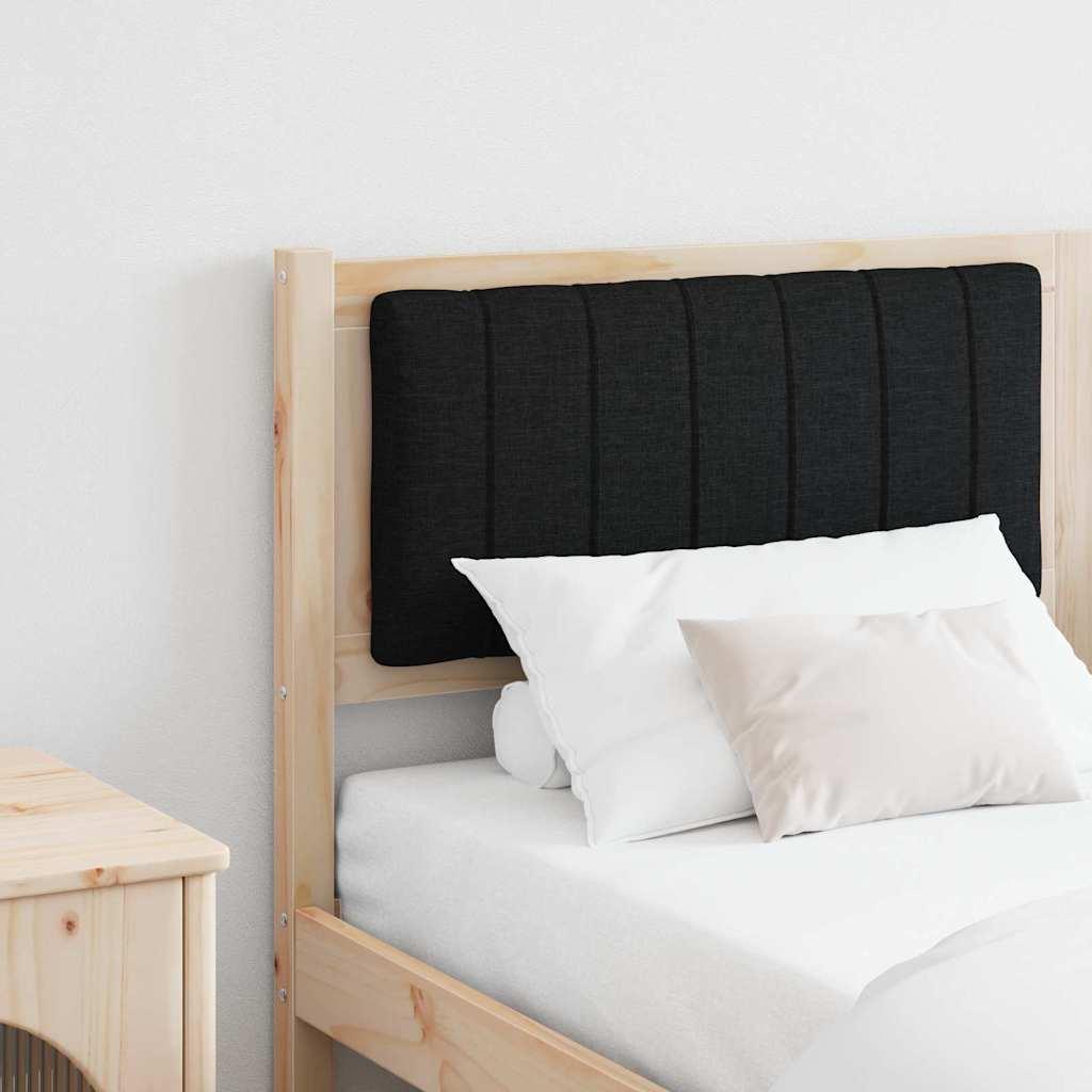 Polstret sengegavl 160 cm - massiv fyrretræ, brun/sort
