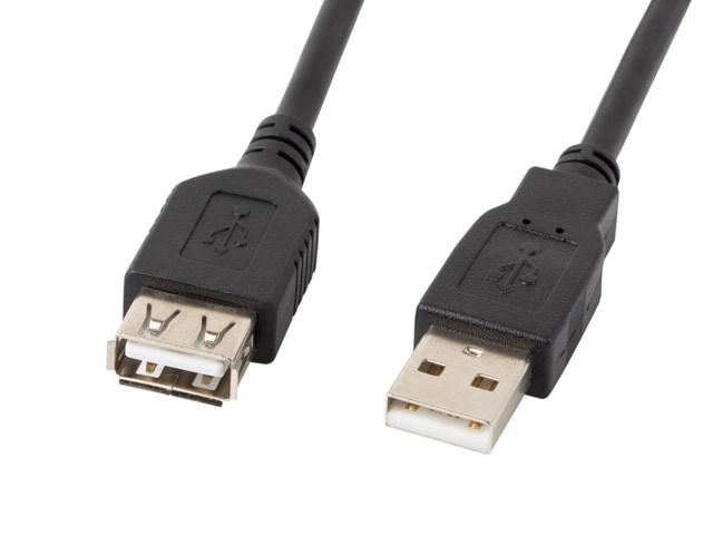 USB forlængerkabel 2.0 1,8 m – Lanberg (han til hun, sort) billede