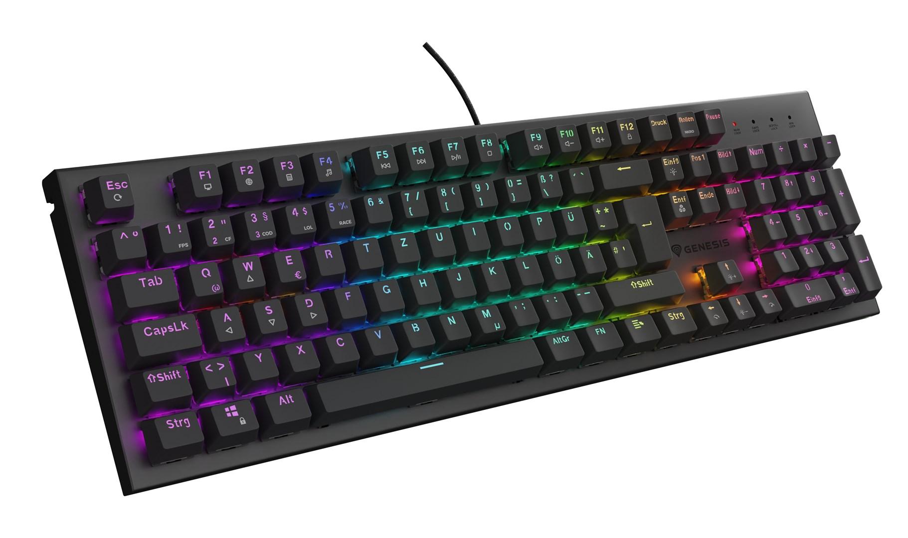 Gaming tastatur GENESIS Thor 303 – mekanisk, RGB, USB, QWERTZ (tysk), sort