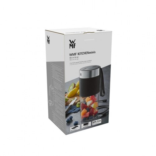 Blender to go – WMF KITCHENminis, 0,3 l, 50 W, sort/rustfrit stål