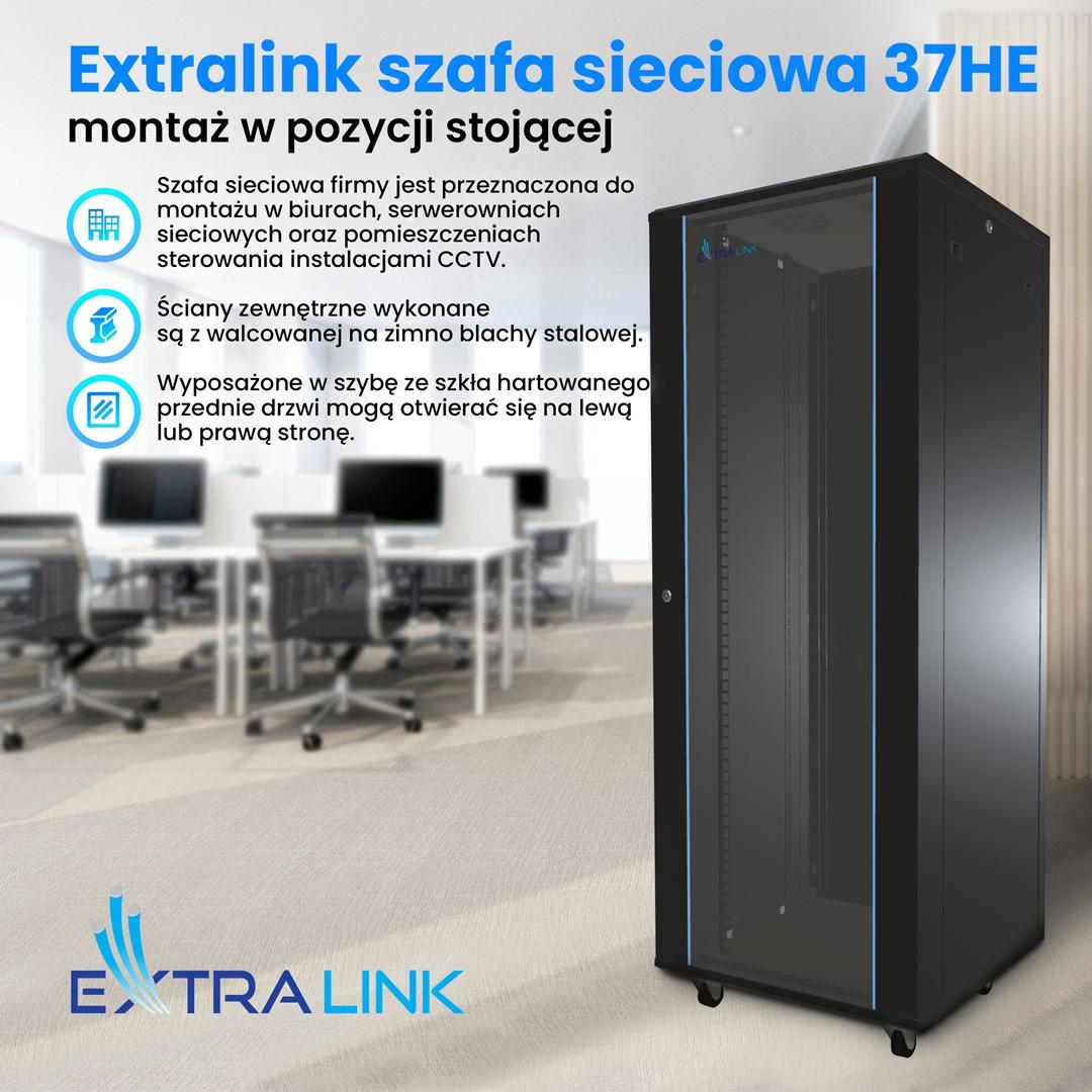 19" serverrack Extralink 37U stående - 600 × 1.000 mm, sort billede