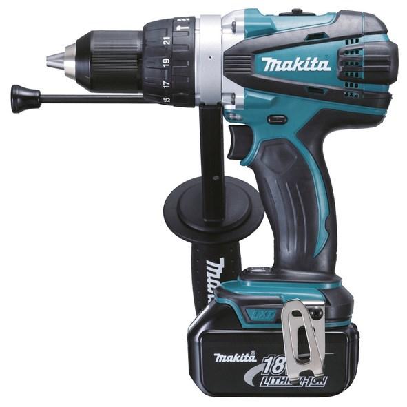 Slagboremaskine Makita DHP458RTJ 18 V 2.000 o/min – sort/blå