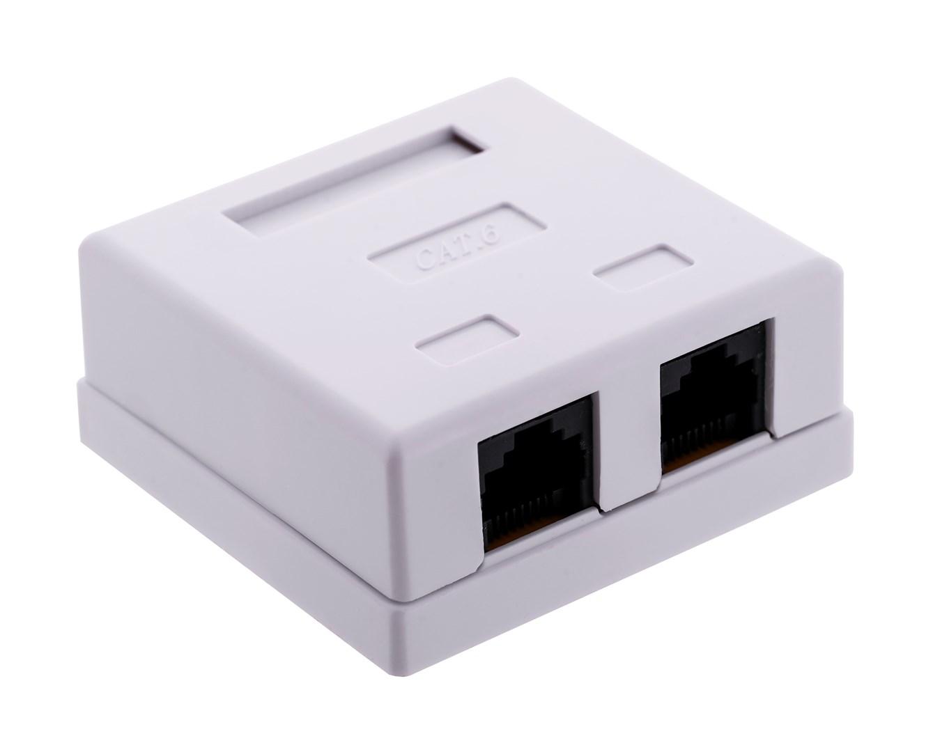 Netværksudtag dobbelt Cat6 – A-LAN – hvid billede