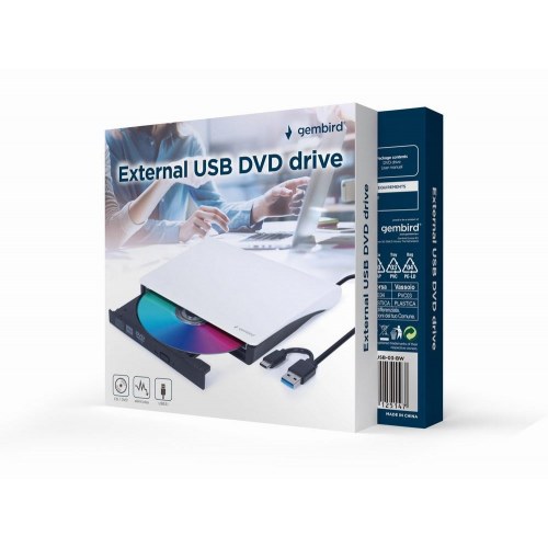 Ekstern USB DVD-drev – Gembird, sort/hvid