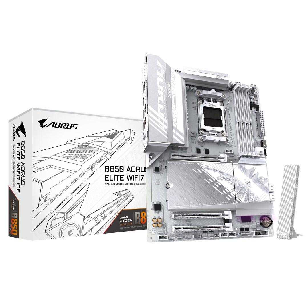 Bundkort Gigabyte B850 AORUS Elite WiFi 7 ICE - AM5, DDR5, PCIe 5.0 billede
