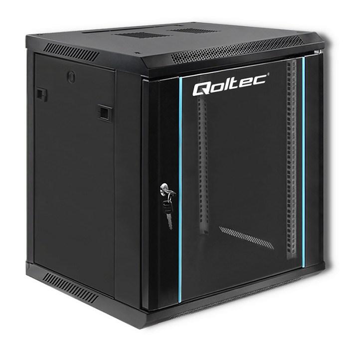 Serverrack 19" Qoltec væghængt skab 12U - 60 × 63,5 × 60 cm - sort