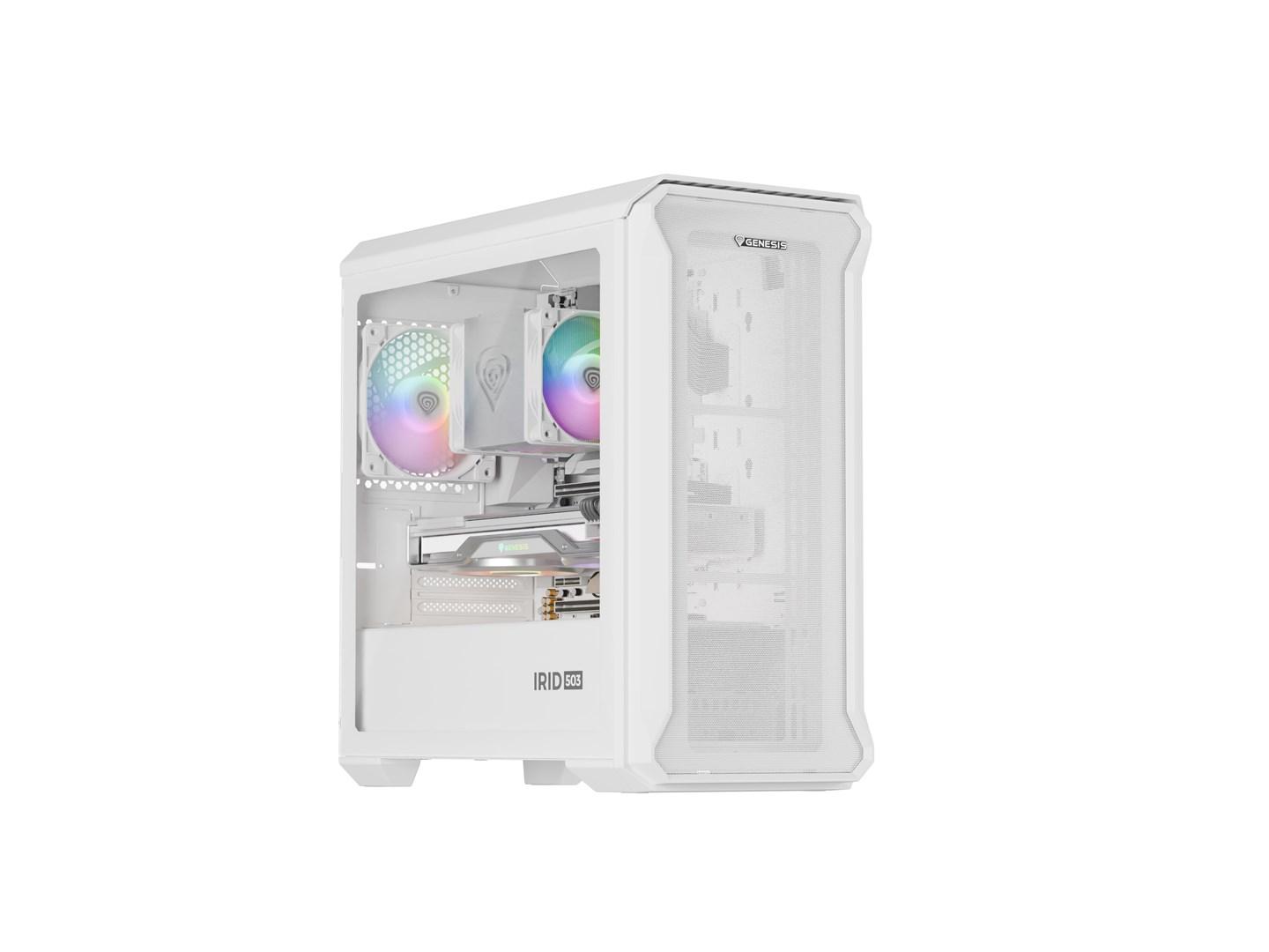 PC kabinet GENESIS Irid 503 Mini Tower – transparent side, hvid