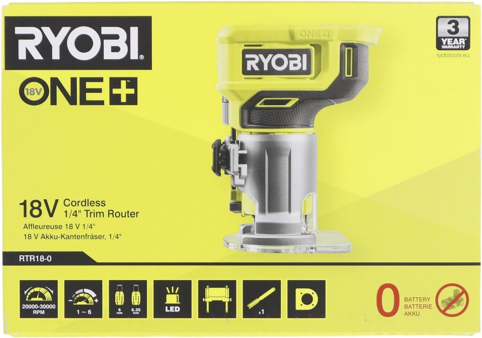 Overfræser 18V batteri - Ryobi ONE+ 1/4" (uden batteri)