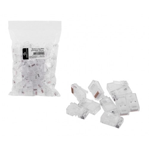 Netværksstik RJ45 8P8C – Gembird – 100 stk., gennemsigtig