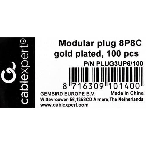 Netværksstik RJ45 8P8C – Gembird – 100 stk., gennemsigtig