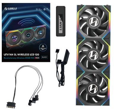 Kabinetsblæsere Lian Li UNI FAN SL Wireless LCD 120 - 12 cm, sort, 3-pak billede