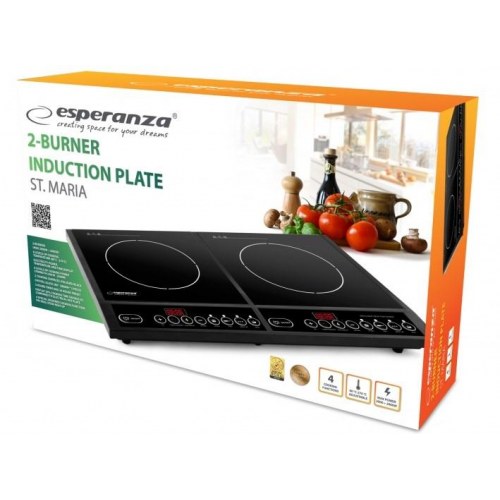Induktionskogeplade 2 zoner – Esperanza EKH008, sort, bordmodel