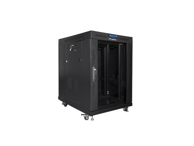 Lanberg - Rack kabinet - med 4 køleblæsere, display - sort, RAL 9004 - 15U - 19