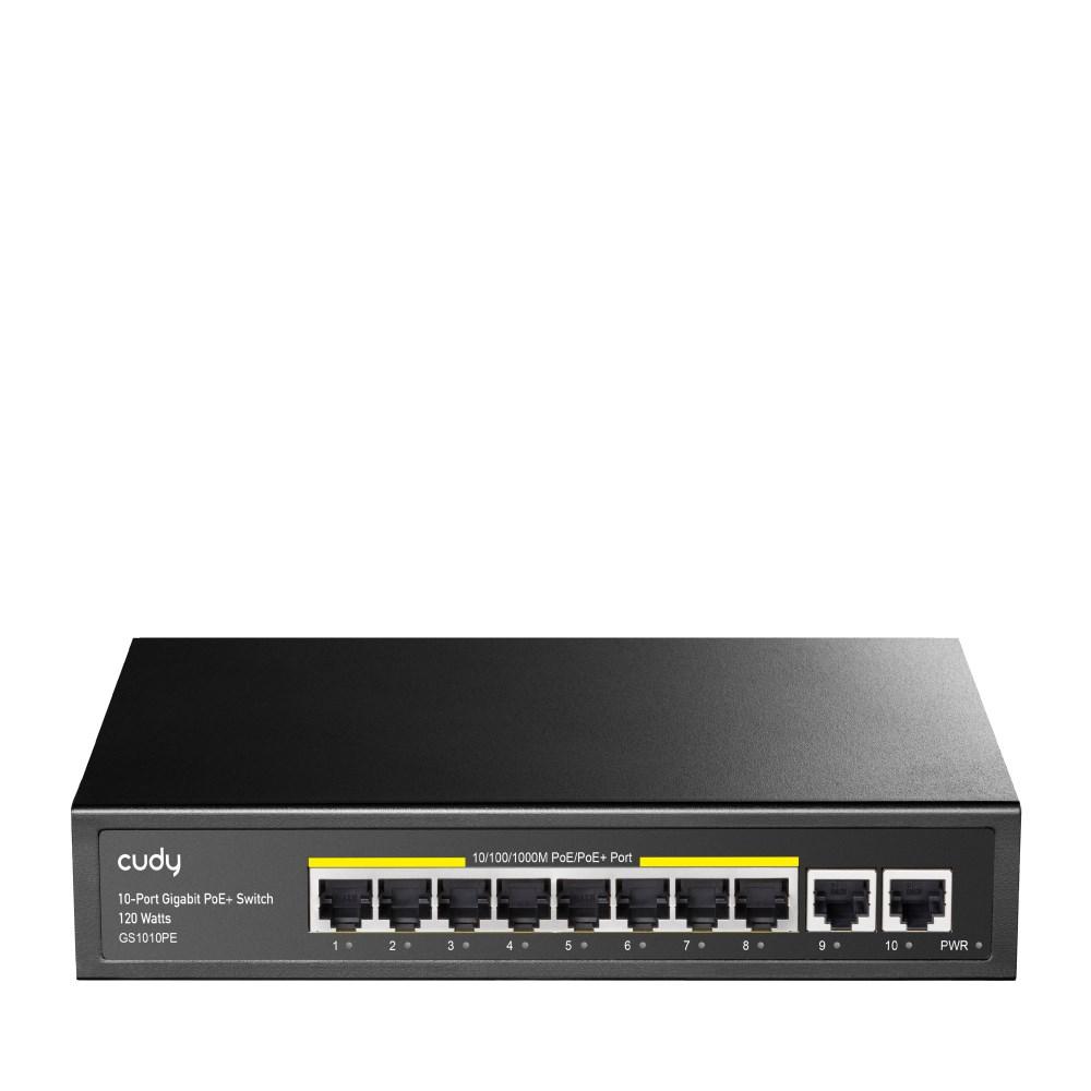 Netværksswitch Gigabit med PoE+ – Cudy GS1010PE, 10 porte, sort billede