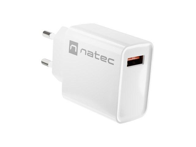 Vægoplader USB-A 18 W – NATEC Ribera, hvid billede