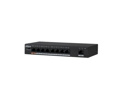 Netværksswitch Dahua PFS3009-8ET-96 – 8x Fast Ethernet PoE, unmanaged, sort
