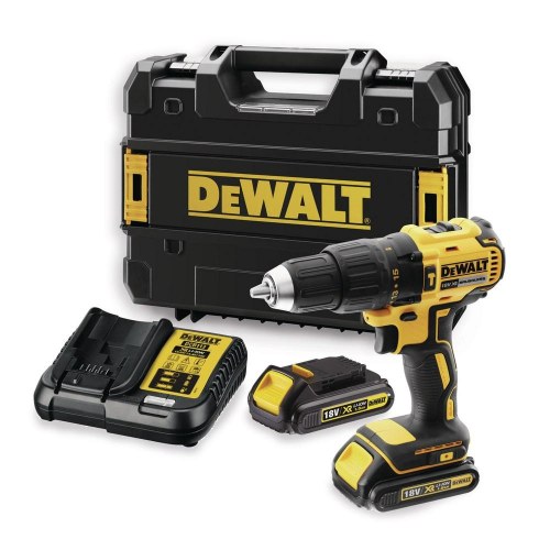 Slagboremaskine 18V DeWALT XR – 65 Nm, 1,5–13 mm borepatron, inkl. 2 batterier og kuffert