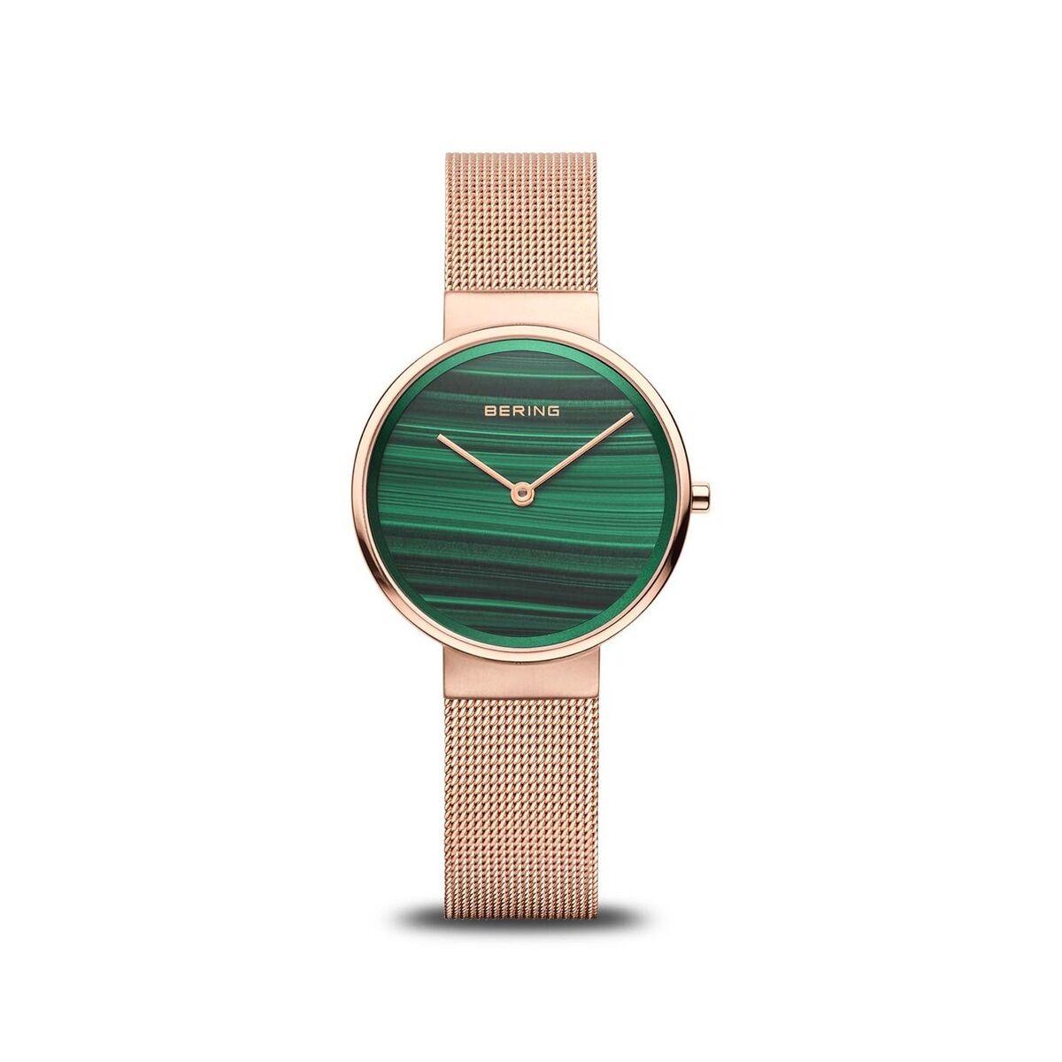 Dameur Bering - armbåndsur i rustfrit stål, grøn skive (Ø 31 mm)