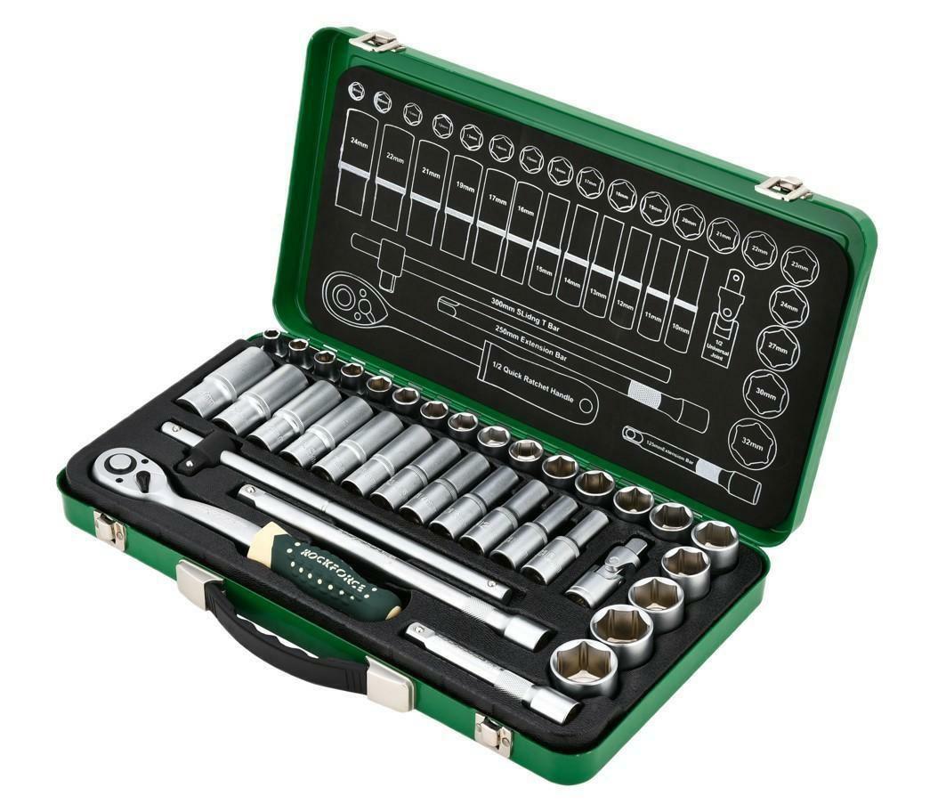 TopnÃ¸glesÃ¦t 1/2" 8â32 mm â ROCKFORCE, 36 dele