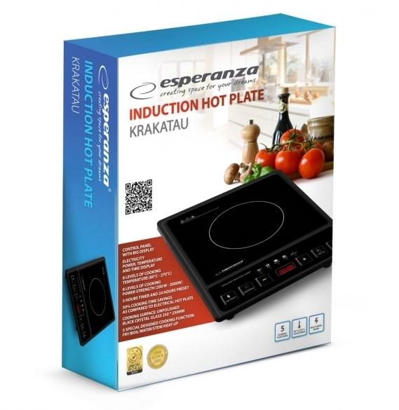 Induktionskogeplade Esperanza Krakatau  1 zone, bordmodel, sort