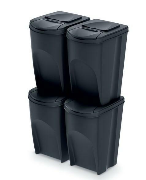Affaldssorteringsspande 35 l sæt med 4 – Prosperplast Sortibox, Grey Stone