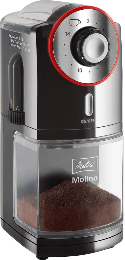 Melitta Molino coffee grinder 100 W Black, Red, Stainless steel