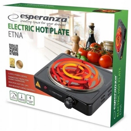 Elektrisk kogeplade – Esperanza ETNA, 1 zone, bordmodel, 21 cm, sort