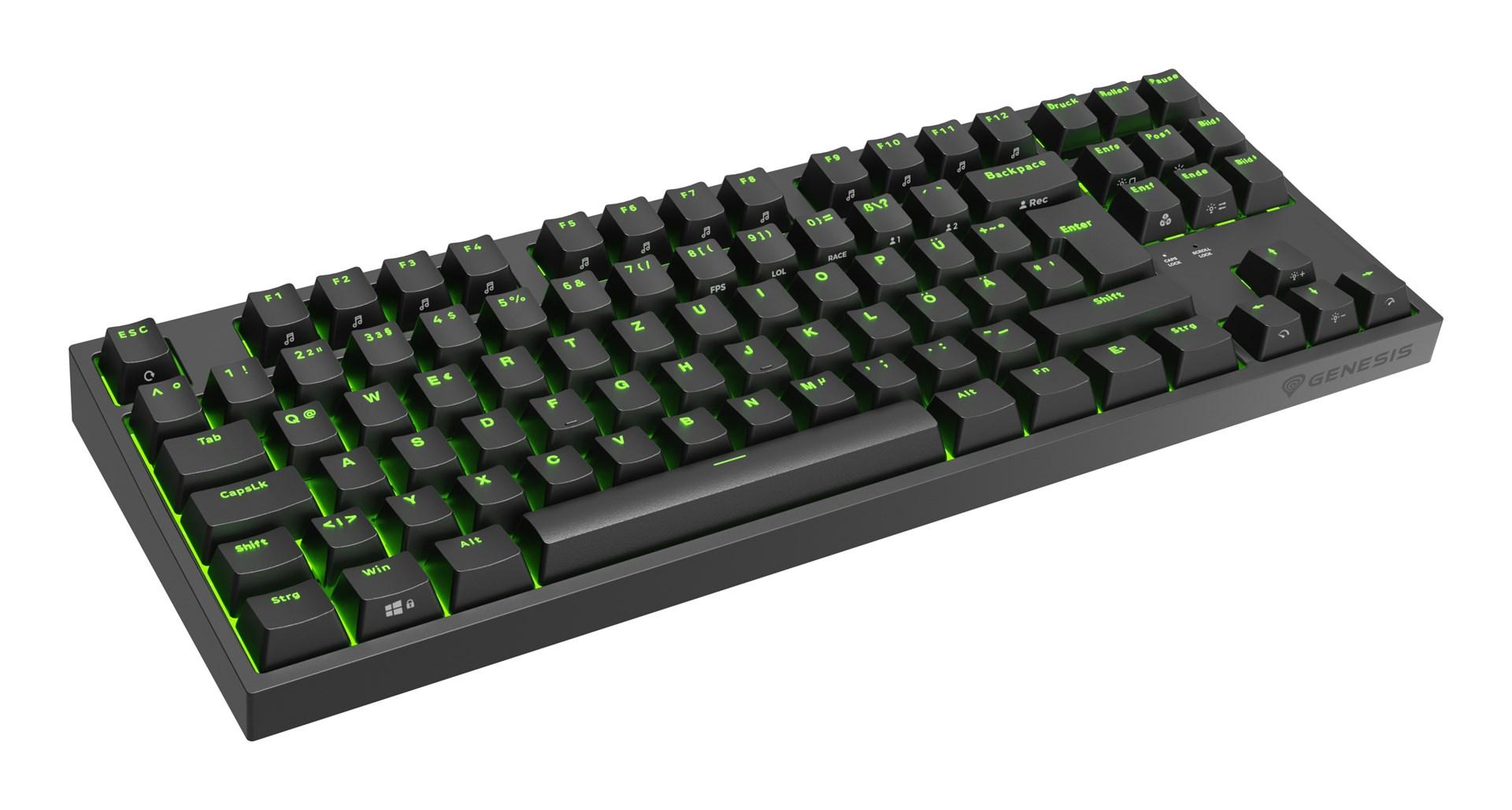Gaming tastatur GENESIS Thor 404 TKL â mekanisk, RGB, USB, QWERTZ (tysk), sort