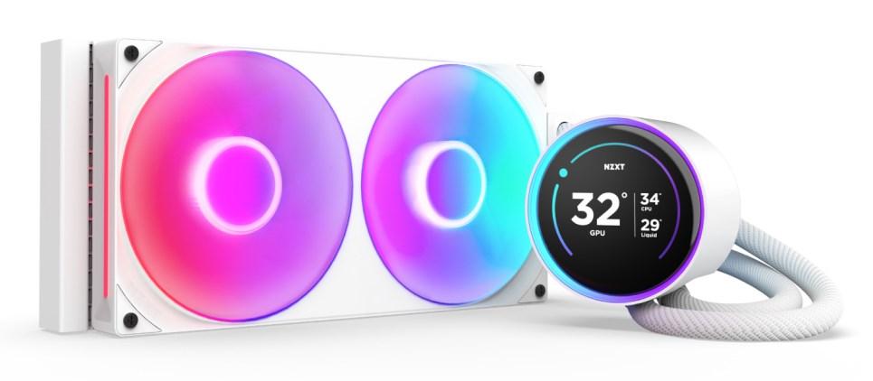 NZXT Kraken Elite 280 RGB - Processors flydende kølesystem - med LCD-display - (for: LGA1851, LGA1700, LGA1200, LGA115x Socket, AM5, AM4) - kobber - 2 x 140 mm - hvidmatteret