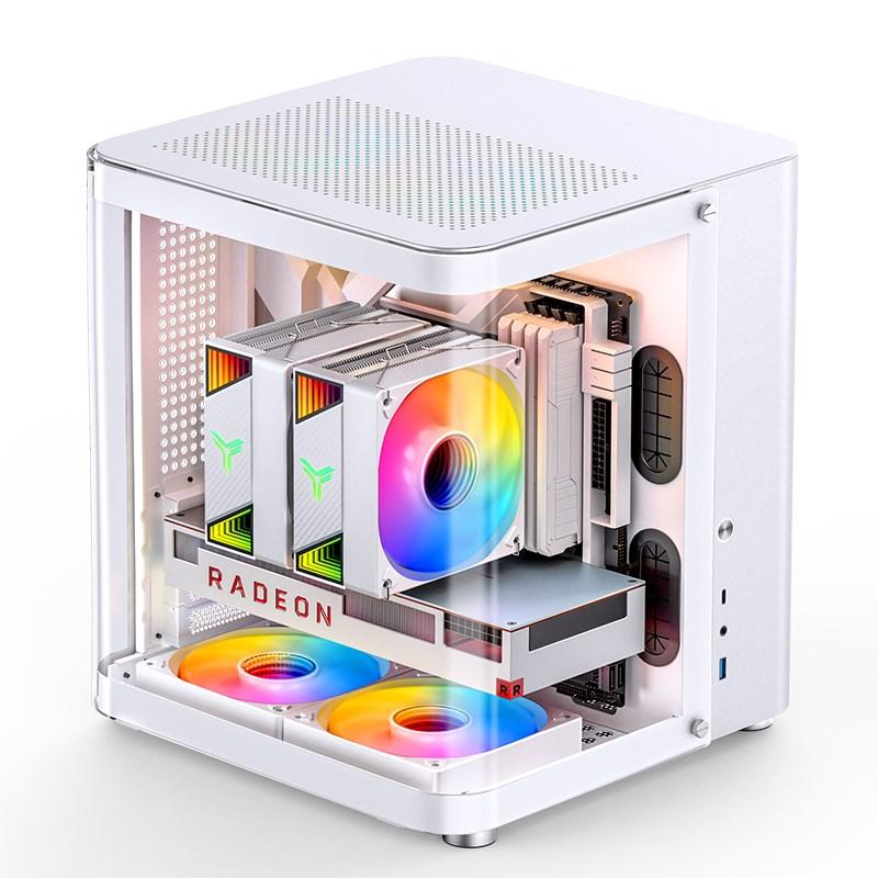 PC kabinet Micro-ATX Jonsbo TK-1 2.0, hærdet glas – hvid billede