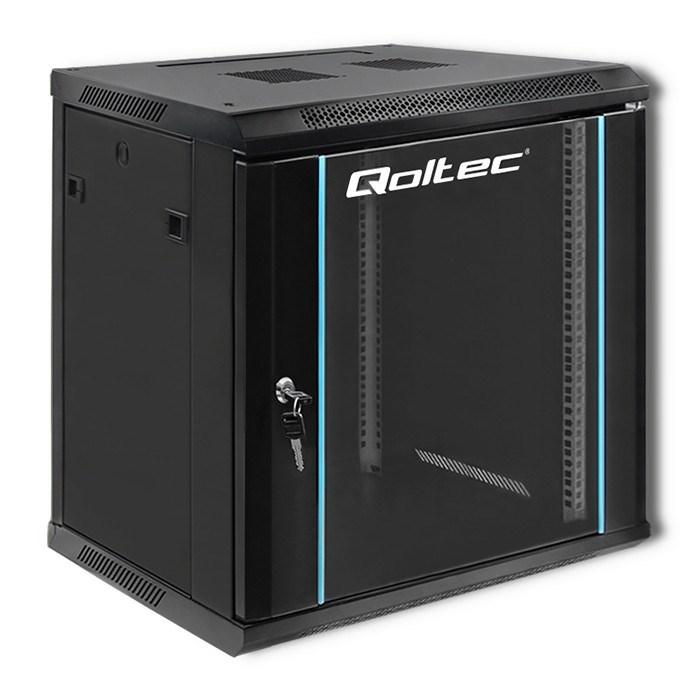 19" rackskab Qoltec 12U - 60 Ã 63,5 Ã 45 cm, sort, vÃ¦ghÃ¦ngt