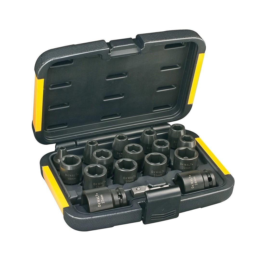 Slagnøgle-topnøglesæt 17 dele - DeWALT DT7506-QZ billede