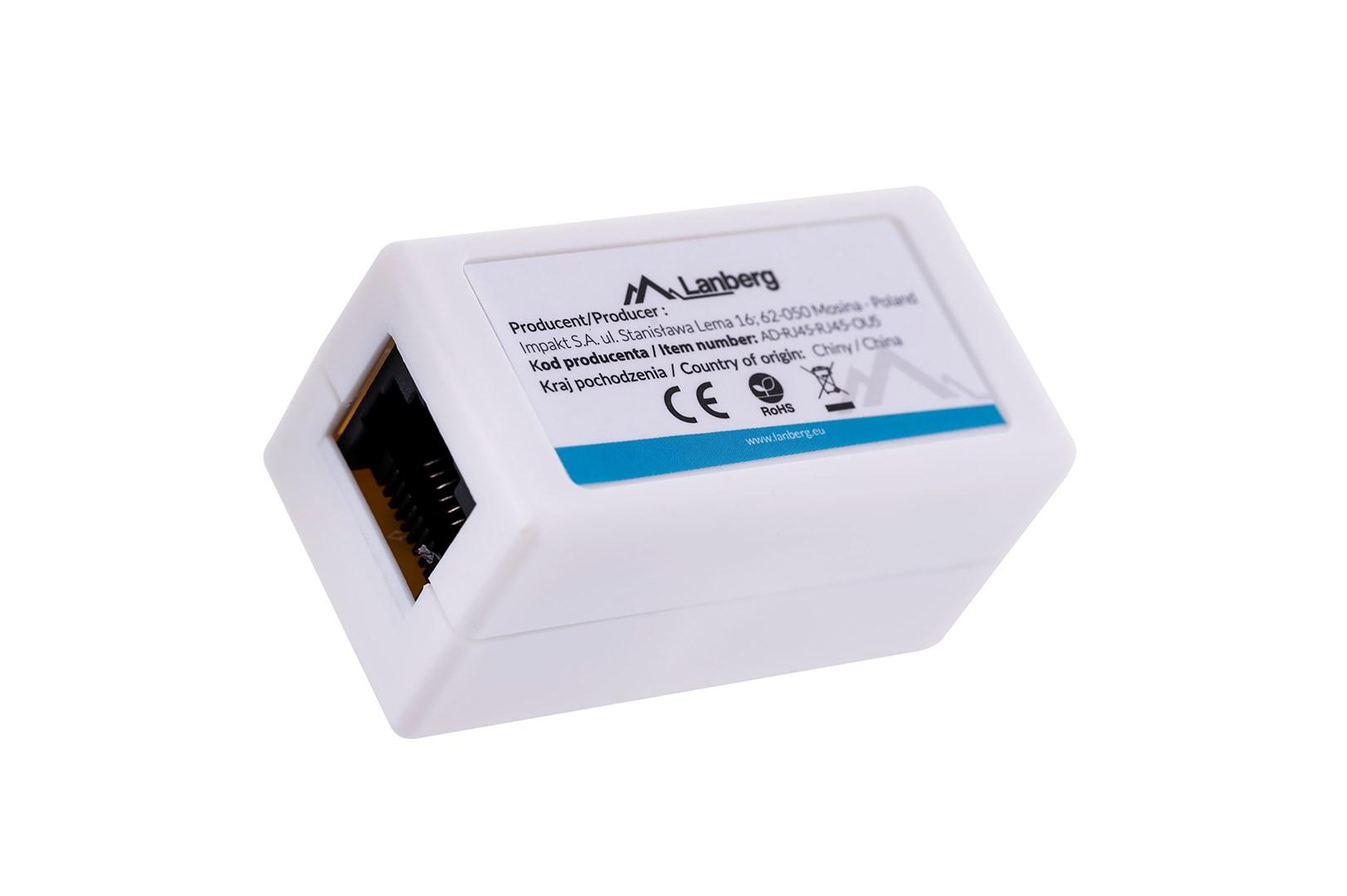 Netværksadapter RJ45 hun til hun - Lanberg, hvid (Cat5e U/UTP)