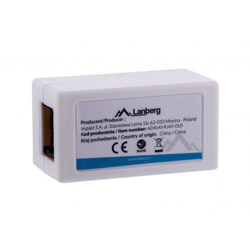 Netværksadapter RJ45 hun til hun - Lanberg, hvid (Cat5e U/UTP)