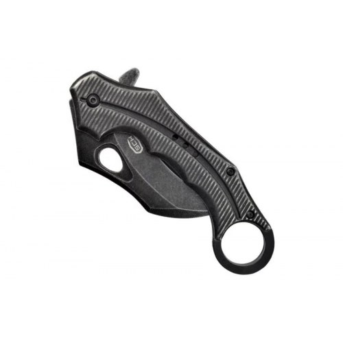 Foldekniv karambit med fjederåbning - Speck, sort