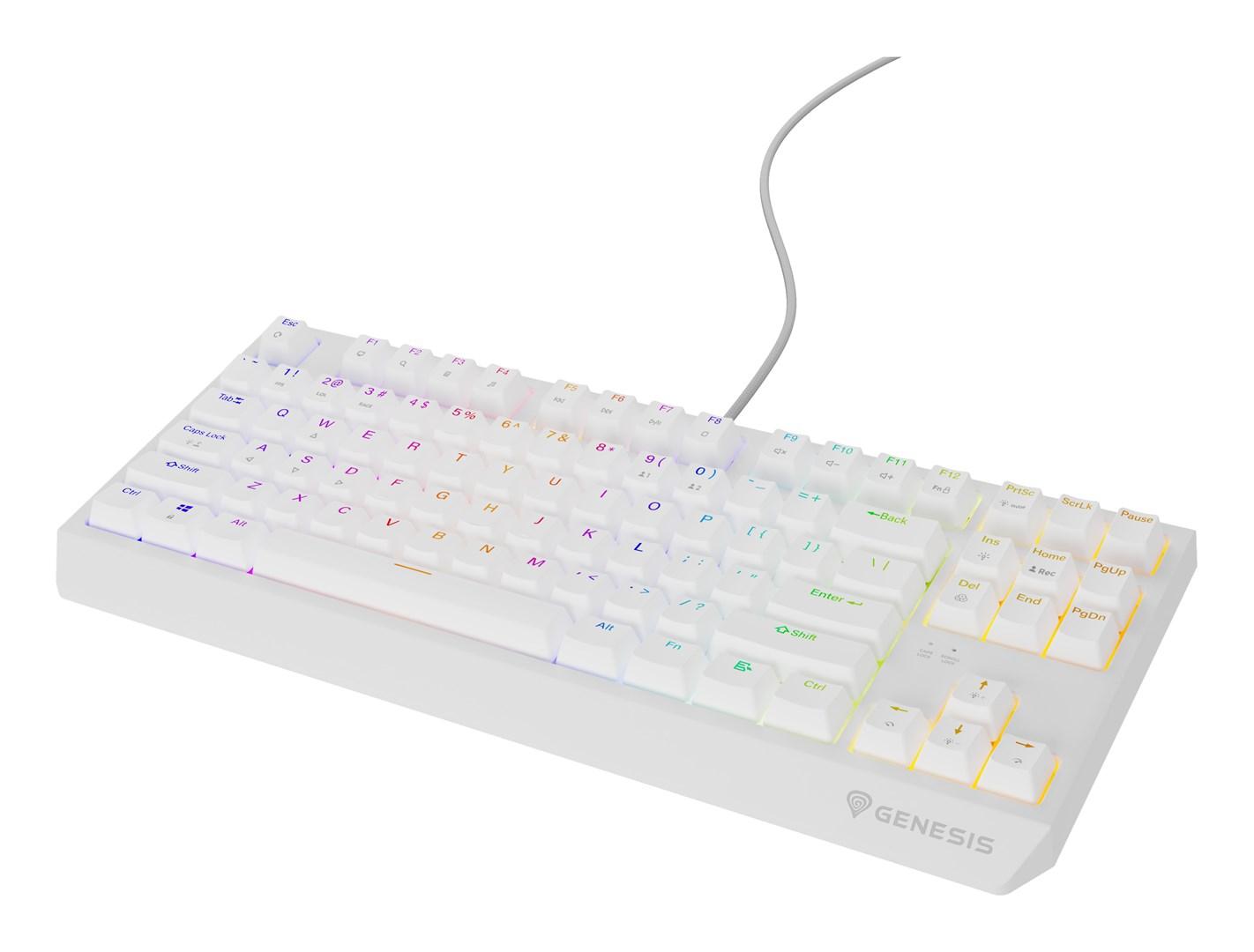 Gaming tastatur GENESIS Thor 230 TKL - hvid, mekanisk, RGB billede