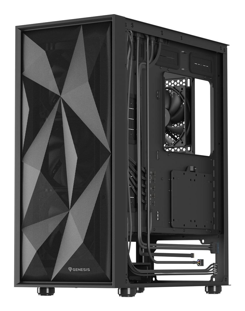 PC kabinet midi tower – Genesis Diaxid 605F, USB-C, vindue, sort billede