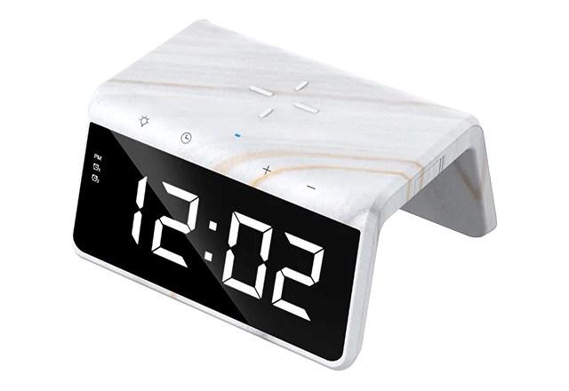 Trådløs oplader med ur – Havit W320 6-i-1, marmor