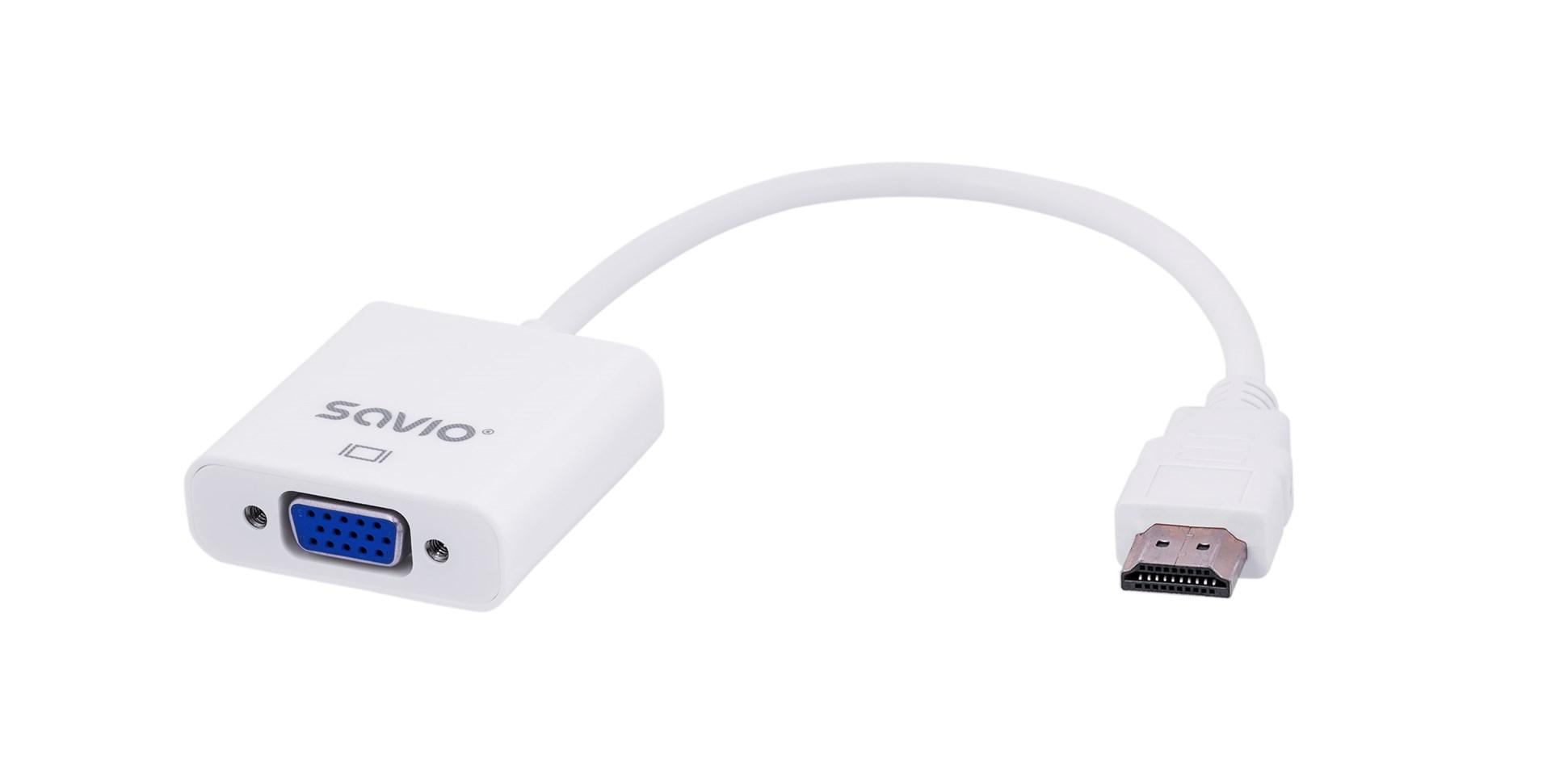 HDMI til VGA adapter 0,1 m – Savio – hvid