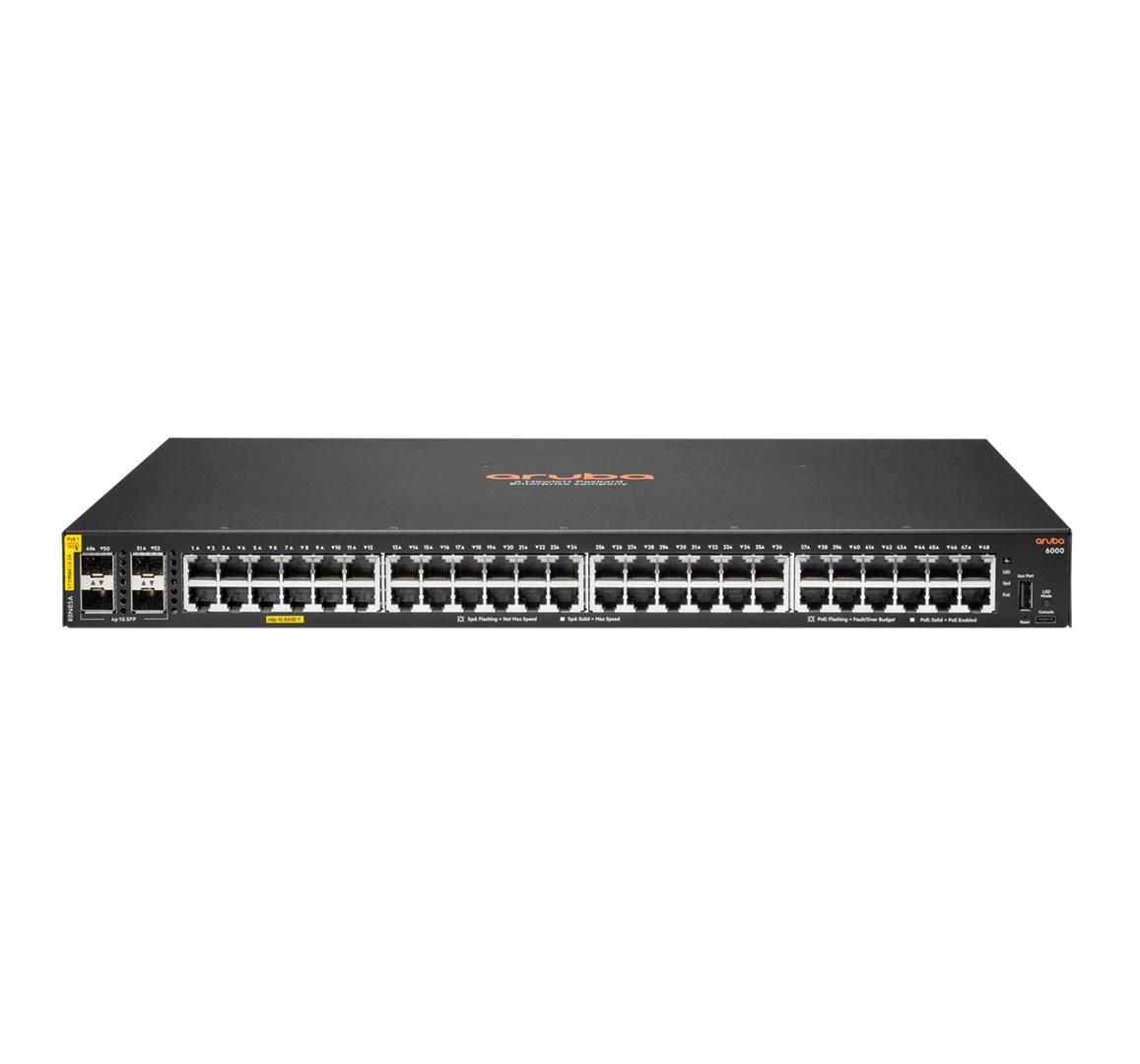 Netværksswitch HPE Aruba Networking CX 6000 48G Class4 PoE 4SFP 370W Managed L3